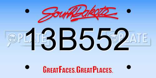 13B552 South Dakota License Plate