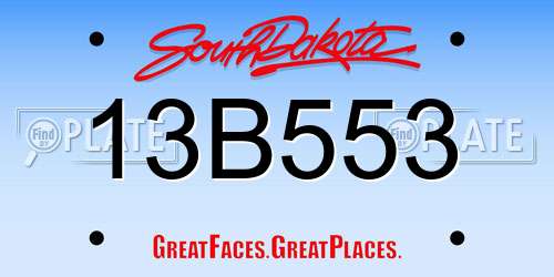 13B553 South Dakota License Plate