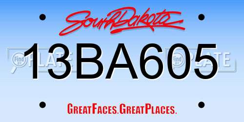 13BA605 South Dakota License Plate