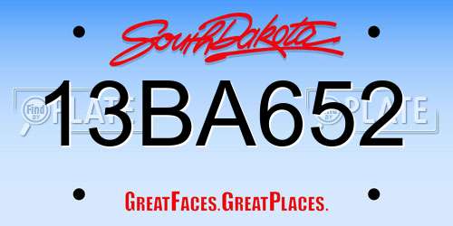 13BA652 South Dakota License Plate