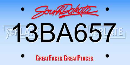 13BA657 South Dakota License Plate