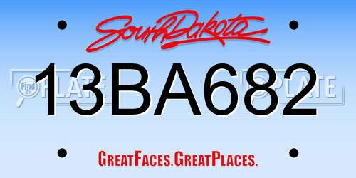 13BA682 South Dakota License Plate