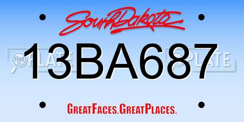 13BA687 South Dakota License Plate