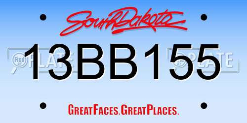 13BB155 South Dakota License Plate