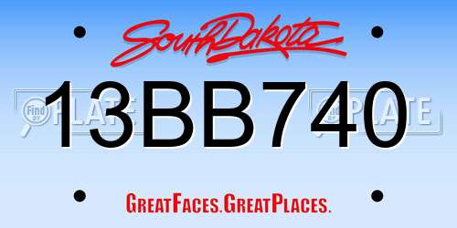 13BB740 South Dakota License Plate
