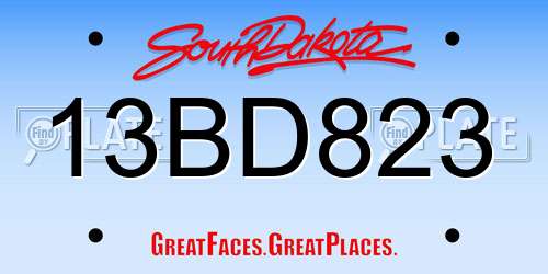 13BD823 South Dakota License Plate