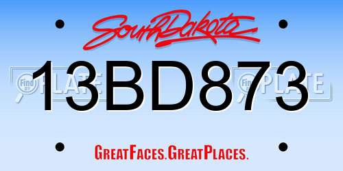 13BD873 South Dakota License Plate