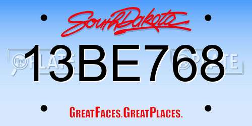 13BE768 South Dakota License Plate