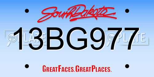 13BG977 South Dakota License Plate