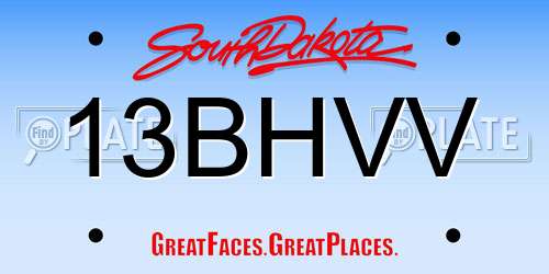 13BHVV South Dakota License Plate