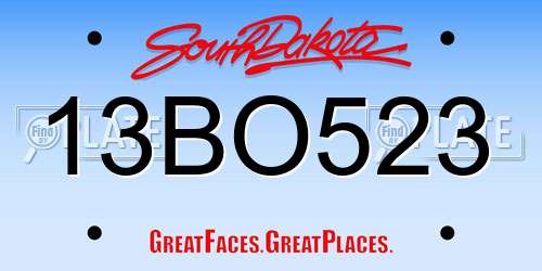 13BO523 South Dakota License Plate