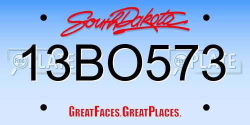 13BO573 South Dakota License Plate