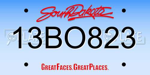13BO823 South Dakota License Plate