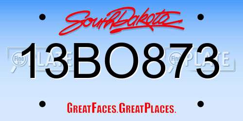 13BO873 South Dakota License Plate