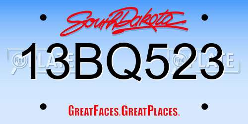 13BQ523 South Dakota License Plate