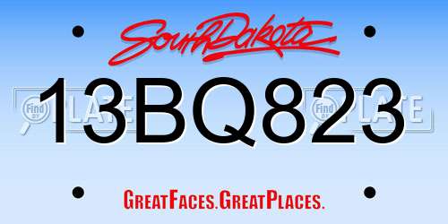 13BQ823 South Dakota License Plate