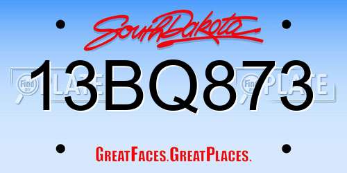 13BQ873 South Dakota License Plate
