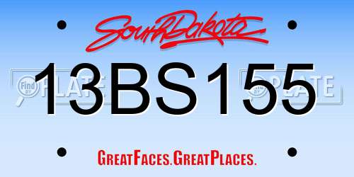 13BS155 South Dakota License Plate