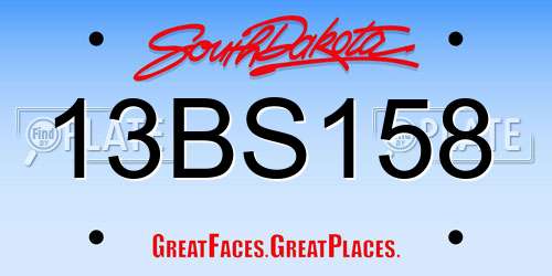 13BS158 South Dakota License Plate