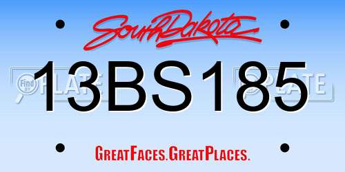 13BS185 South Dakota License Plate