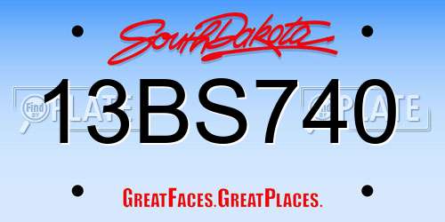 13BS740 South Dakota License Plate