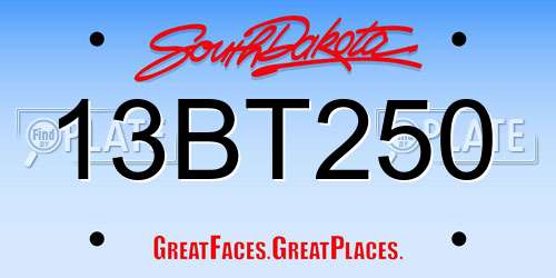 13BT250 South Dakota License Plate