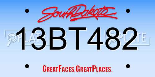 13BT482 South Dakota License Plate