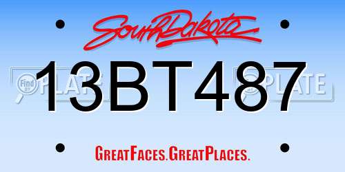 13BT487 South Dakota License Plate