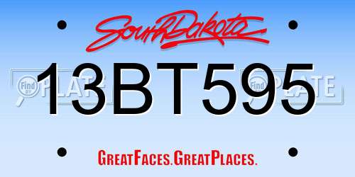 13BT595 South Dakota License Plate