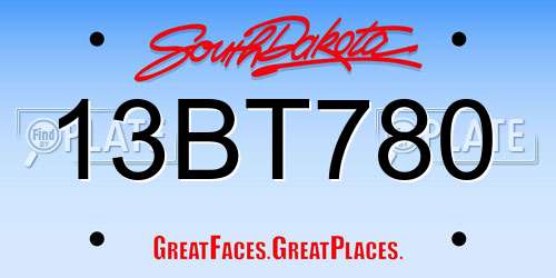 13BT780 South Dakota License Plate