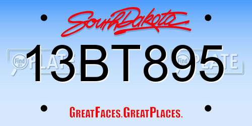 13BT895 South Dakota License Plate