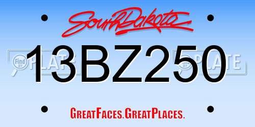 13BZ250 South Dakota License Plate