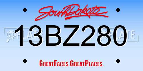 13BZ280 South Dakota License Plate