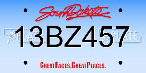 13BZ457 South Dakota License Plate