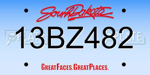 13BZ482 South Dakota License Plate