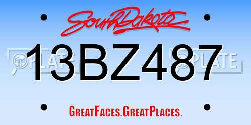 13BZ487 South Dakota License Plate