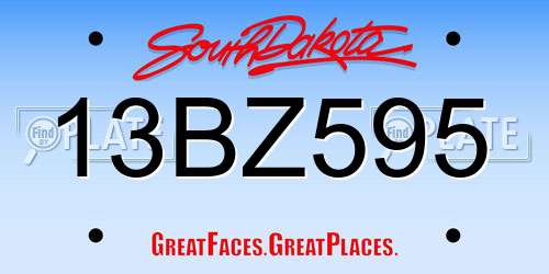 13BZ595 South Dakota License Plate