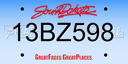 13BZ598 South Dakota License Plate