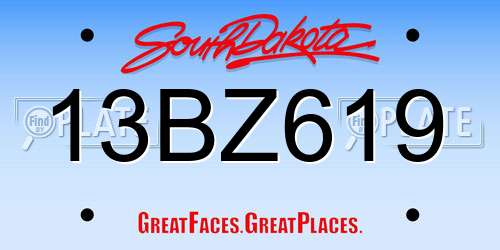 13BZ619 South Dakota License Plate