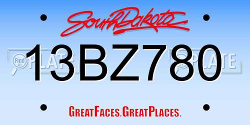 13BZ780 South Dakota License Plate