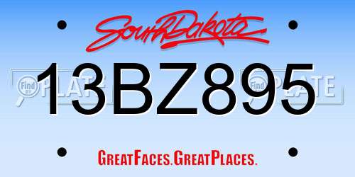13BZ895 South Dakota License Plate