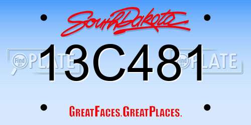 13C481 South Dakota License Plate