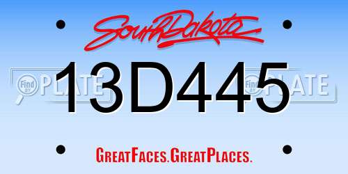 13D445 South Dakota License Plate