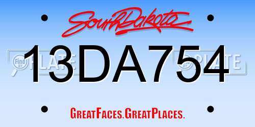 13DA754 South Dakota License Plate