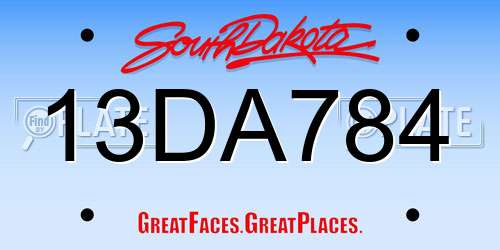 13DA784 South Dakota License Plate