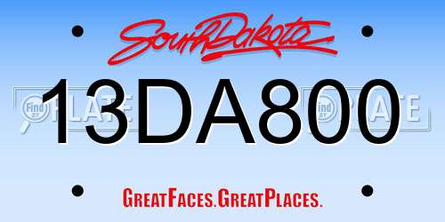 13DA800 South Dakota License Plate