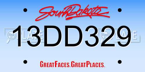 13DD329 South Dakota License Plate