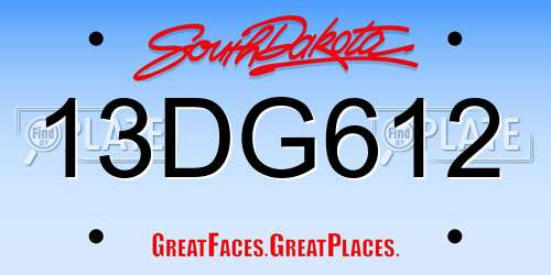 13DG612 South Dakota License Plate