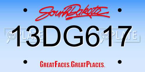 13DG617 South Dakota License Plate