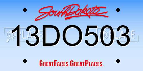 13DO503 South Dakota License Plate